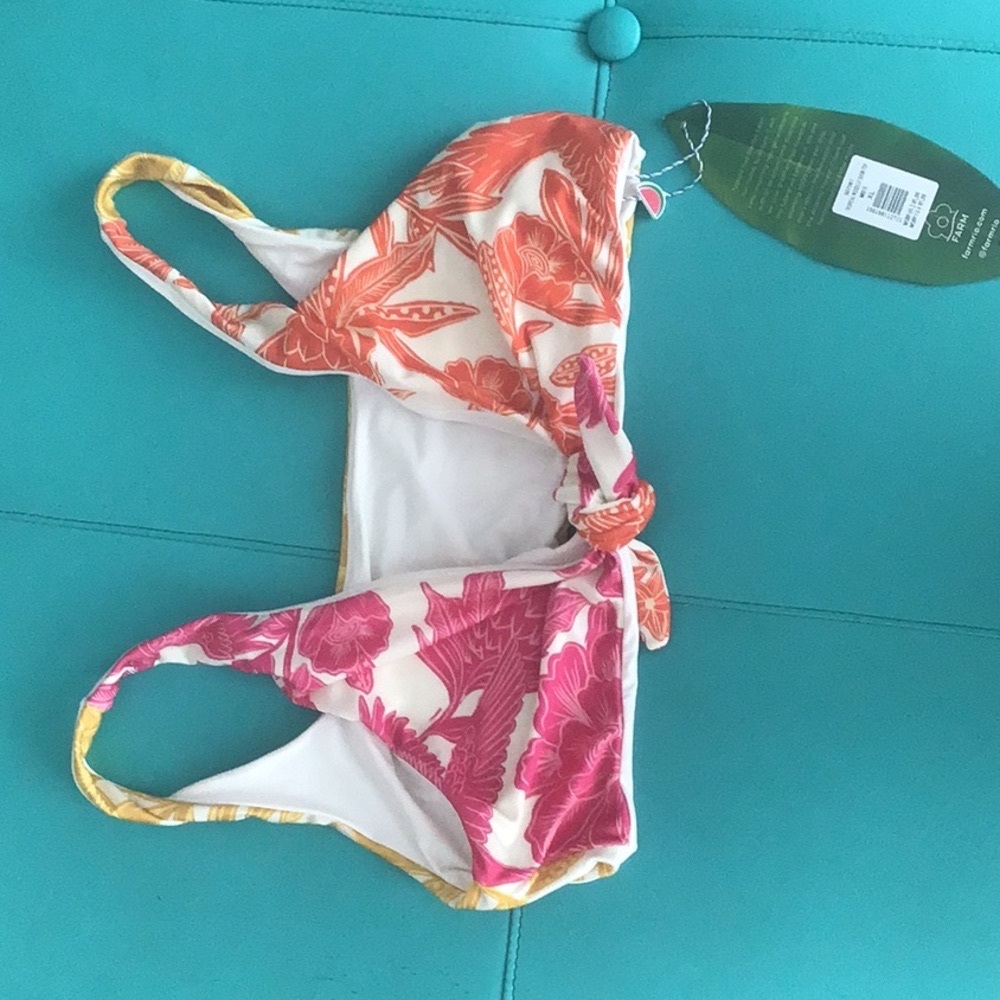 FARM Rio Woodcut Tie Front Bikini Top XL - Picture 3 of 5